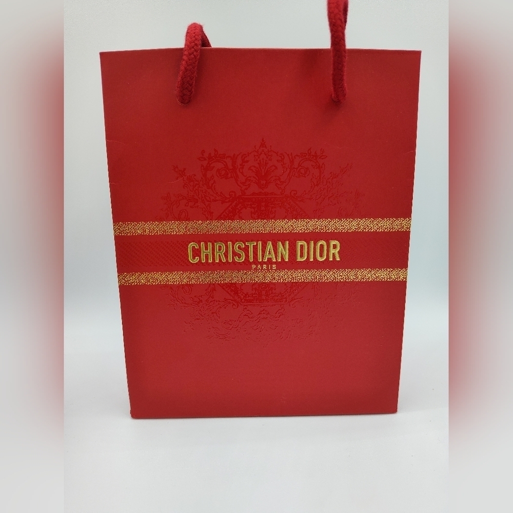 Dior Red Gift Box & Rope Bag Set | Gold Logo Special Edition Packaging LIKE NEW - Picture 2 of 14